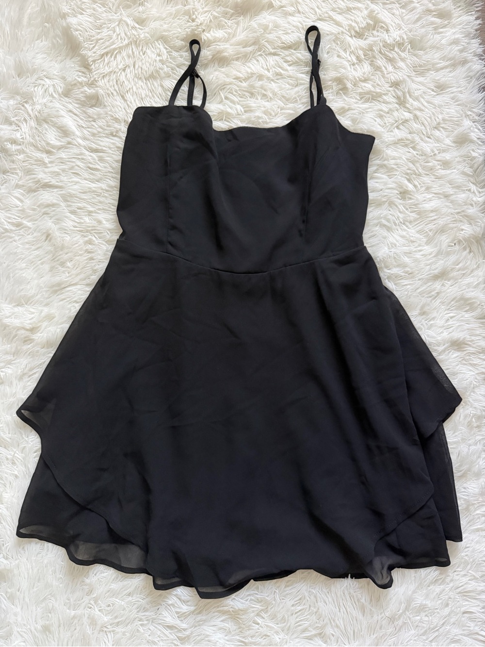 SHEIN Black Spaghetti Strap Ruffle Mini Dress